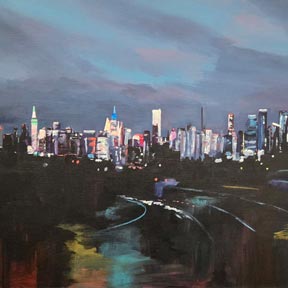 photo of New York City Manhattan skyline acrylic painting